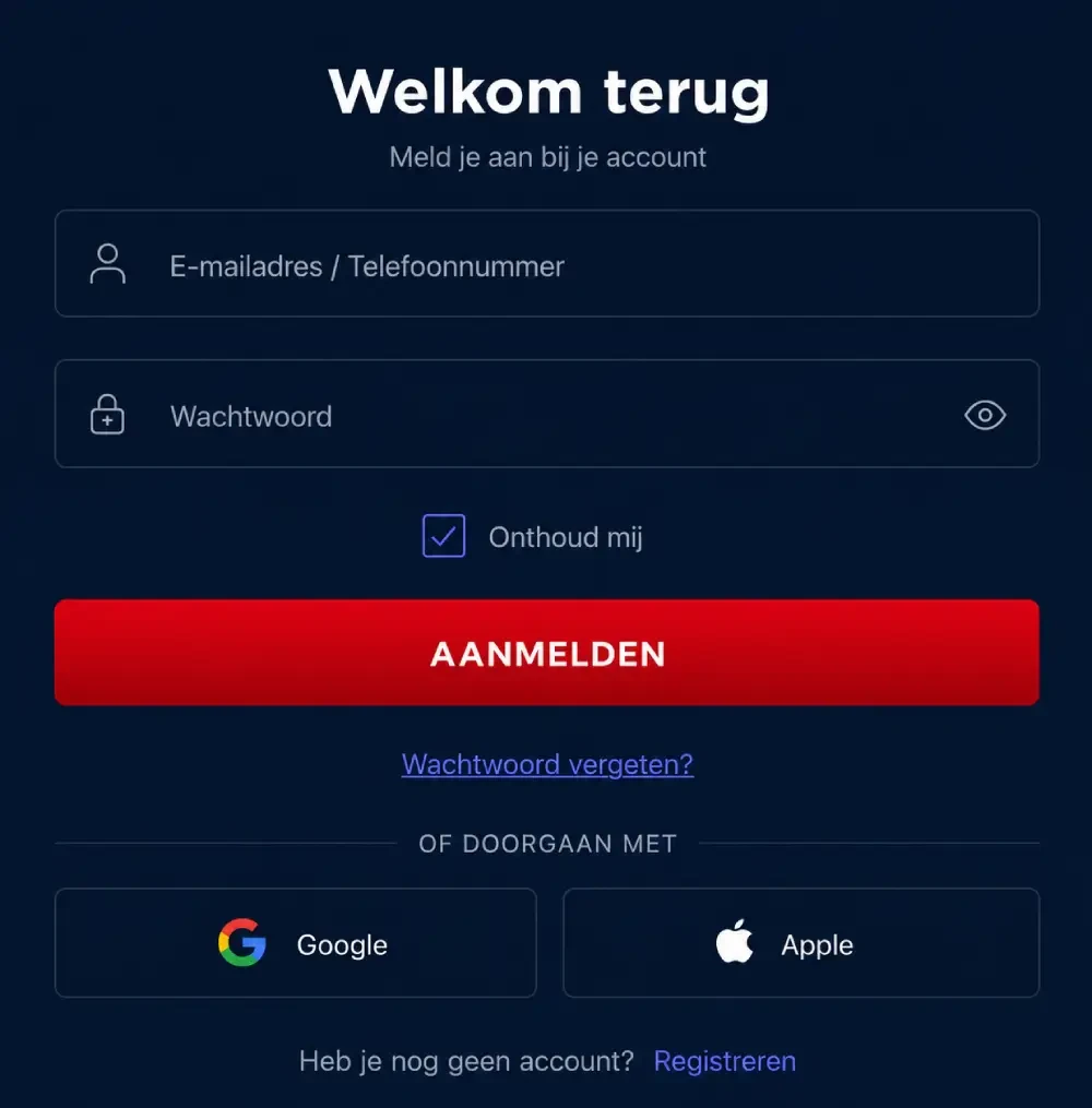 VegasHero login &mdash; Welkom terug
